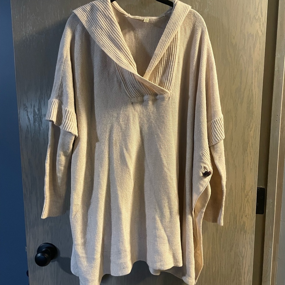 Cream Knit Poncho Sweater